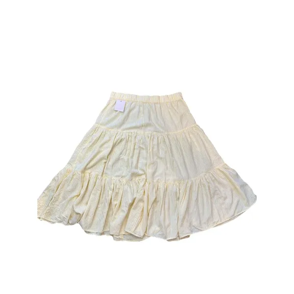 LC Lauren Conrad Skirt Size XL Tiered Midi Yellow Stripe Mid Rise Women's NWT - Image 8
