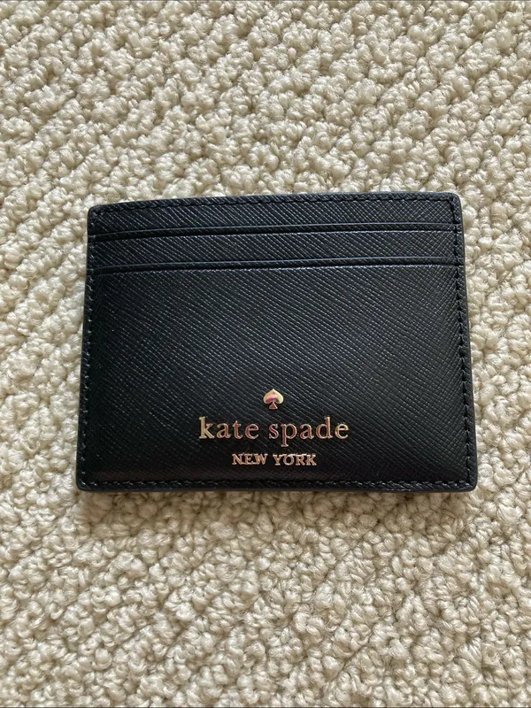 NEW Kate Spade Black Leather Card Holder Saffiano Wallet Chic Mini NWT - Image 2