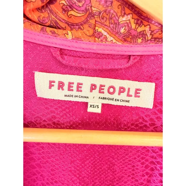 Free People The Young Love Kimono Duster Womens Pink Multi XS/S - Image 4