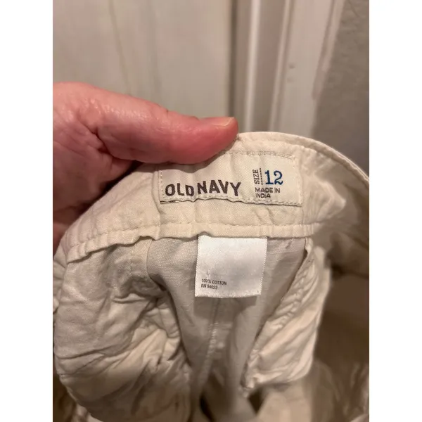 Old‎ Navy Womens Khaki Wide Leg Chino Pants Size 12 Beige Cotton Ripstop Casual - Image 6