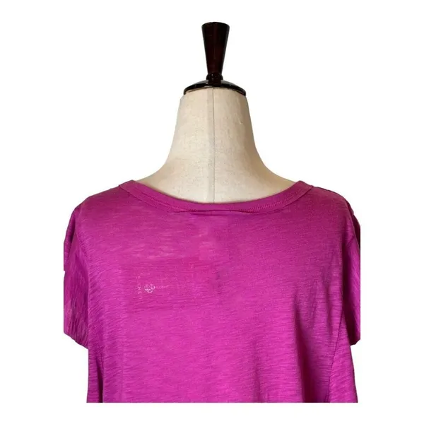 Free People Shirt Women Small Pink‎ Raspberry Ruffled So Easy Tee Top Boho NWT - Image 5