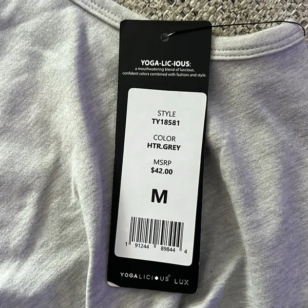 Yogalicious Light Gray Twist Front Tank Top - Image 2