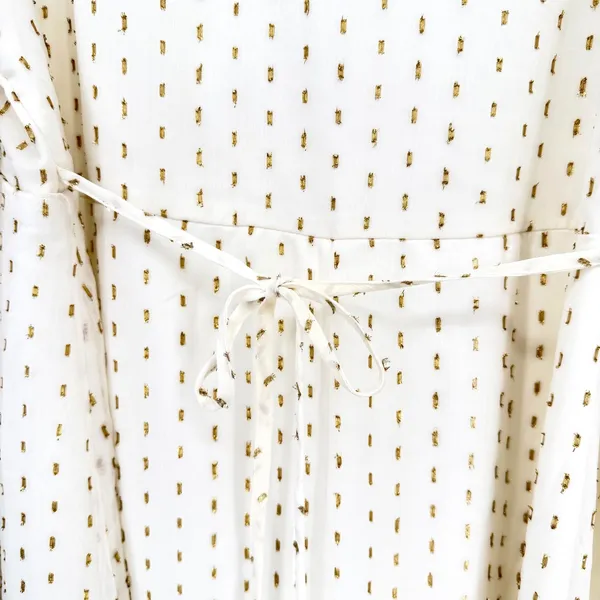 Old Navy Mini Dress Women Large Off-White Gold Metallic Holiday Bridal Boho Chic - Image 8