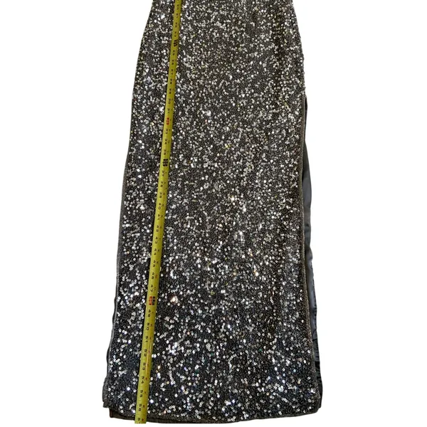 Scala One Shoulder Silver form fitting dress‎ with high slits size MED - Image 6