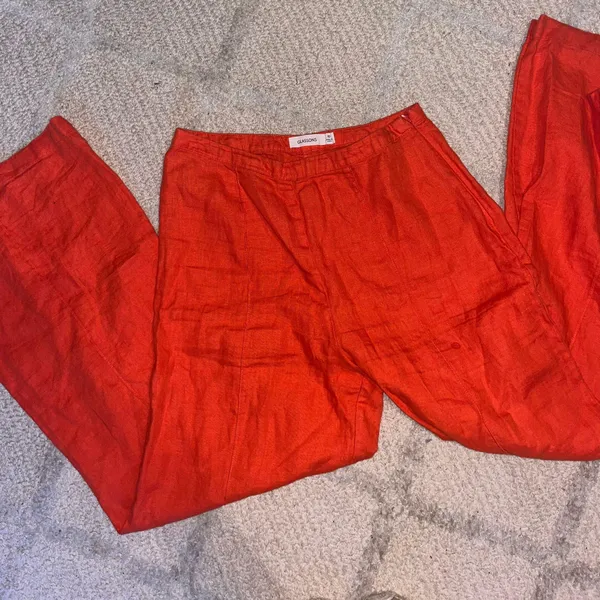 Glassons Wide Leg Linen Pants Orange - Image 3