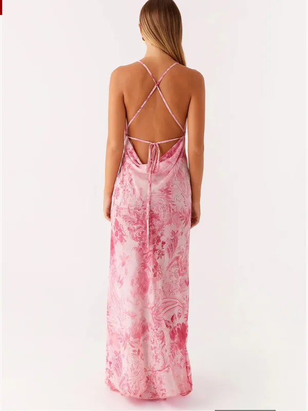 Peppermayo NWT Tara Maxi Dress Open Back Maxi Dress in Pink Print Size 12 - Image 4