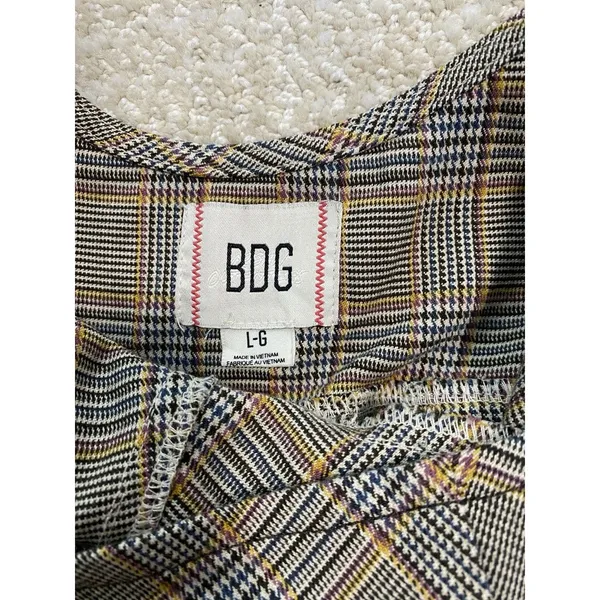 BDG Plaid Fit & Flare Mini Sleeveless Open Back Dress Size L - Image 7