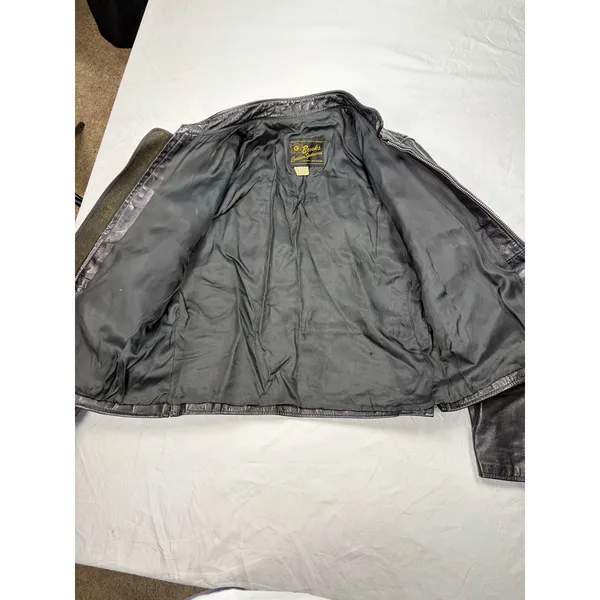 VTG Brooks Leather Sportswear womens black motorcycle jacket Size M. Made in USA - Image 6