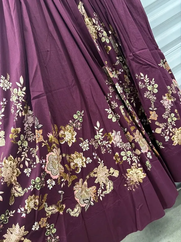 Hemant And Nandita Savi Maxi Dress Burgundy Floral Womens Size Small - Image 8