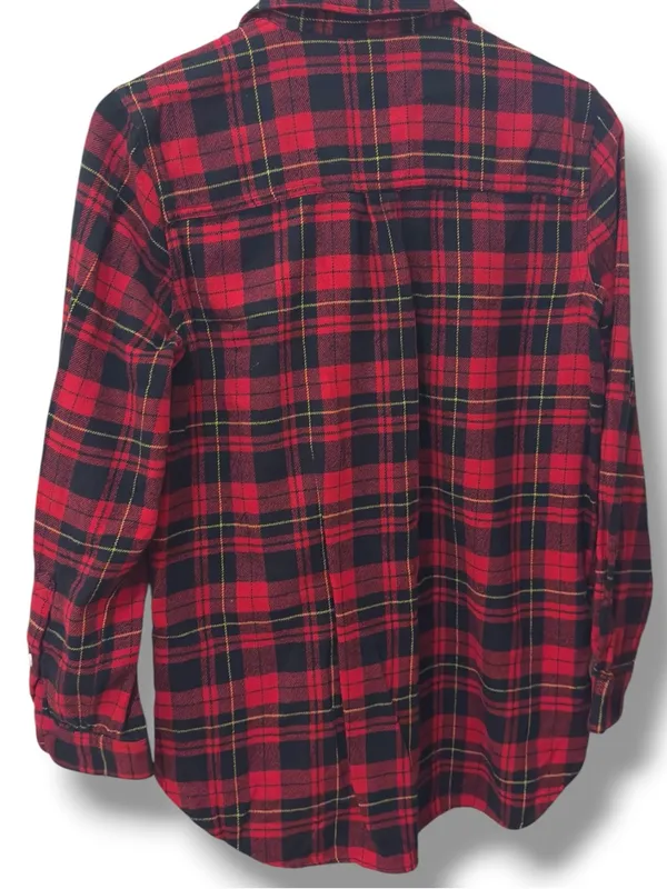 Madewell |EUC Cotton Red Black Plaid Flannel Buffalo Check Button Down Shirt (M) - Image 4