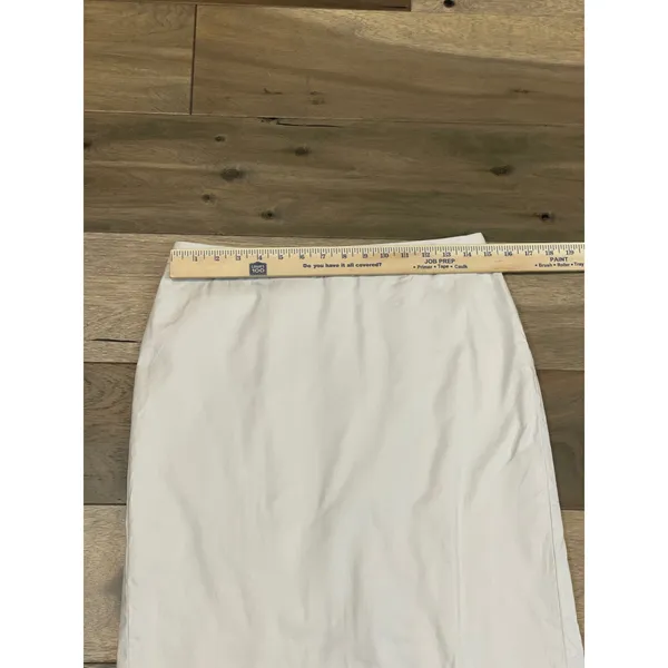 J.Crew Original Fit Beige Pencil Skirt Cotton Fully Lined Back Pleat Detail Sz 6 - Image 6