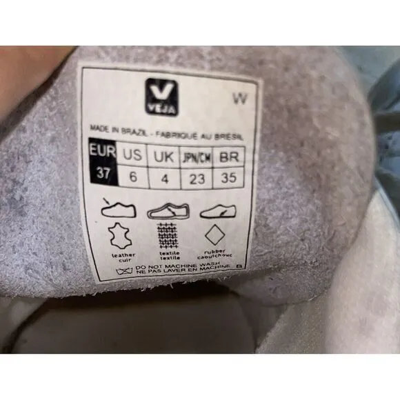 Women's Veja‎ V-10 Leather White Metallic Pink Size 6 Made In Brazil - Image 5