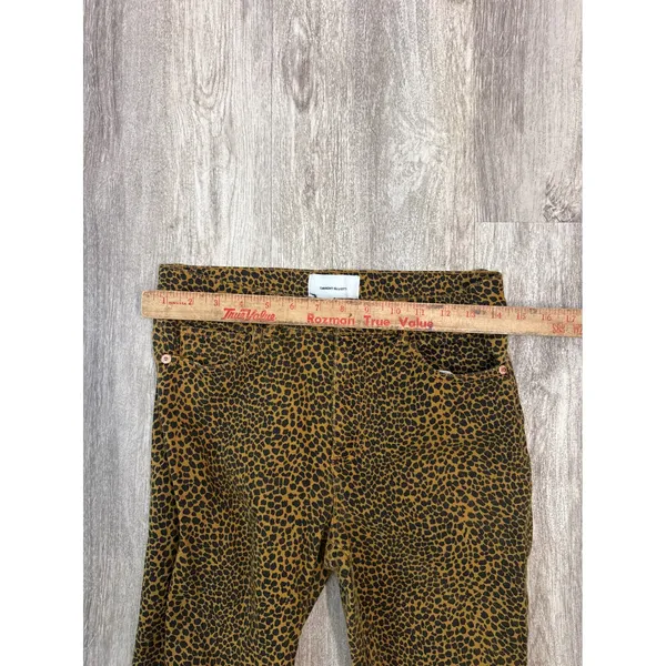 Current/Elliott Leopard Print High Rise Skinny Jeans‎ Raw Hem Size 27 Mustard - Image 4