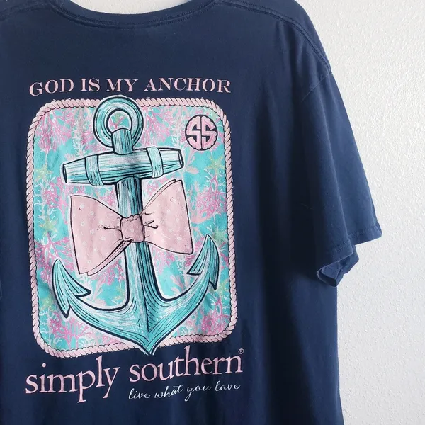 Simply Southern Anchor Faith Short Sleeve T-Shirt Top - Image 2
