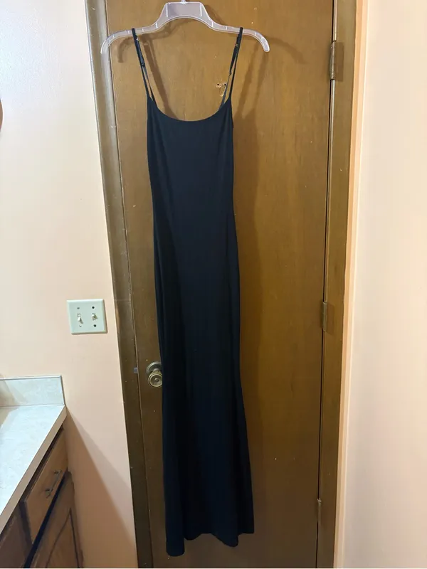 Skims Ribbed Spaghetti Strap Maxi Dress in Onyx - Image 2