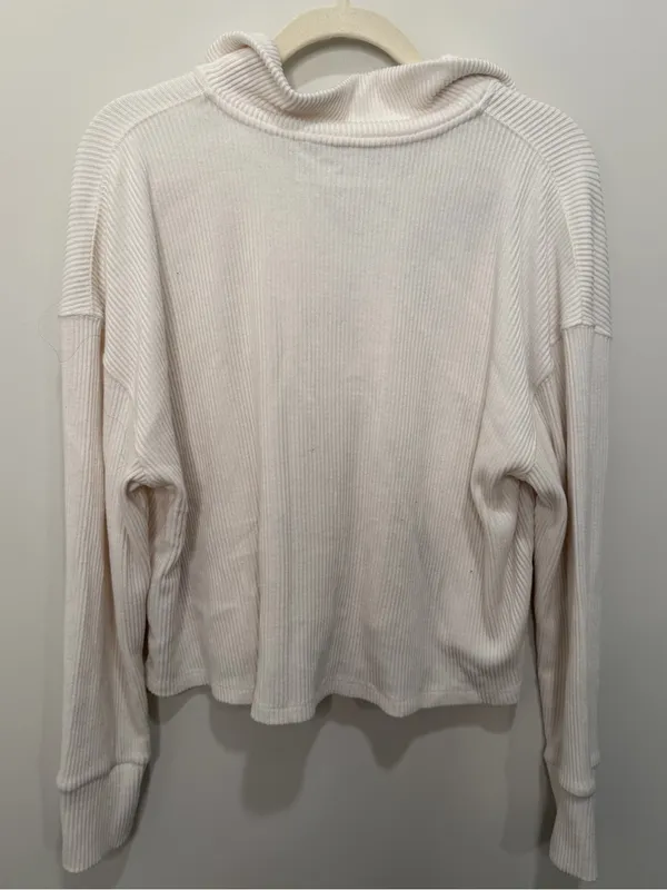 Abercrombie & Fitch‎ Soft A&F Cozy Ribbed Quarter Zip Pullover Size Medium - Image 3