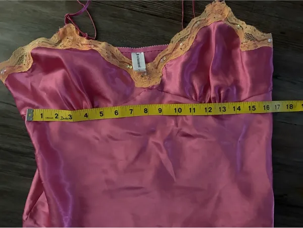 VTG No Boundaries Hot Pink Orange Lace Camisole Sz L Y2K - Image 4