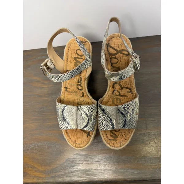 Sam Edelman Maura Snakeskin Espadrille Platform 4" Wedge Sandals Size 8.5 - Image 10