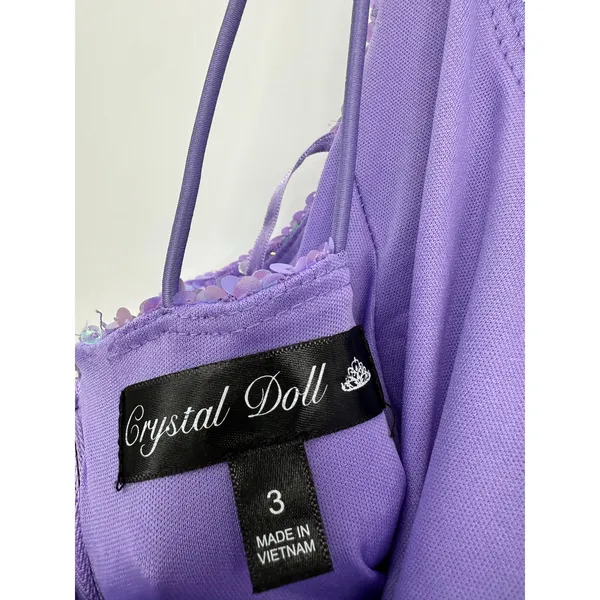Crystal Doll Juniors Size 3‎ Purple Sequin Maxi Dress Gown Slit Prom Gala Formal - Image 6