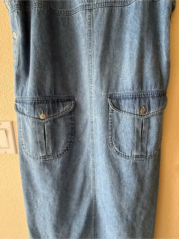 Vintage Blue J. Denim Pinafore Overall Junper Dress - Small - Image 6