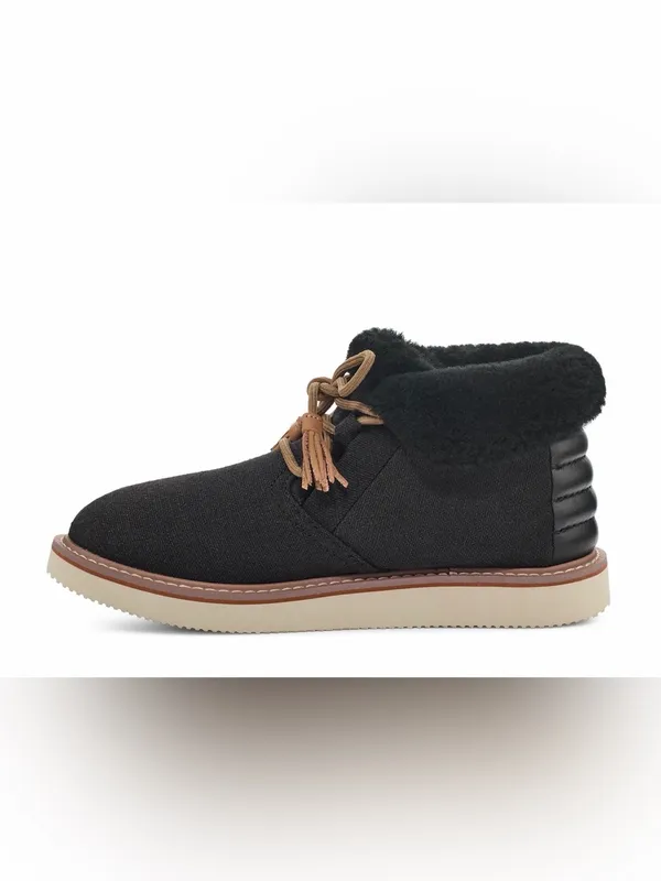 Sanuk Black Ankle Boot with Brown Laces and Trim Size 7 - Image 3
