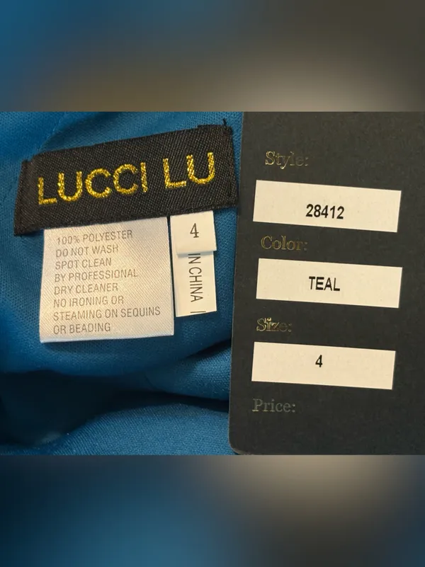 Lucci Lu V-Neck Teal Velvet Mini Dress with Beaded Waist size 4 NWT* - Image 6