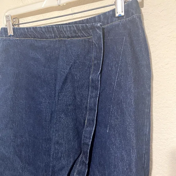 U2 Jeans Denim Mini Skirt XS Dark Wash Pencil Faux Wrap Grunge Y2K Indie Sleaze - Image 2