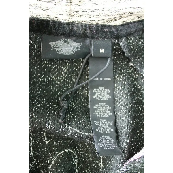 Harley Davidson Womens Hoodie Jacket Skull Chain Accent 1903 Size Medium Tweed - Image 8