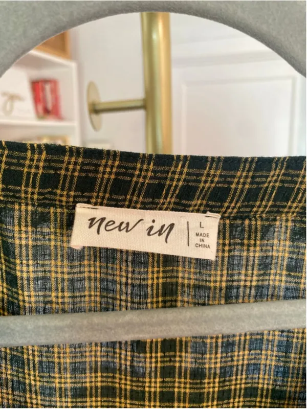 New In Cottagecore Plaid Midi Dress French Country Prairie Romantic L Quiet Luxe - Image 5
