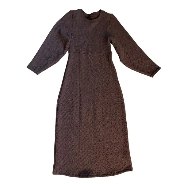 Free People Gabby Boho Textured Seamless Midi Dress in Coconut Shell Size Medium - Image 7