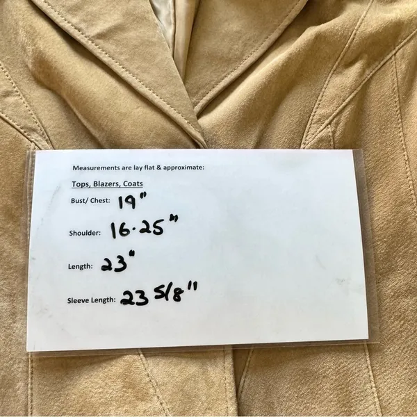 Siena Tan Suede Leather Blazer Jacket Women’s Size 4 Tailored Button Front - Image 10