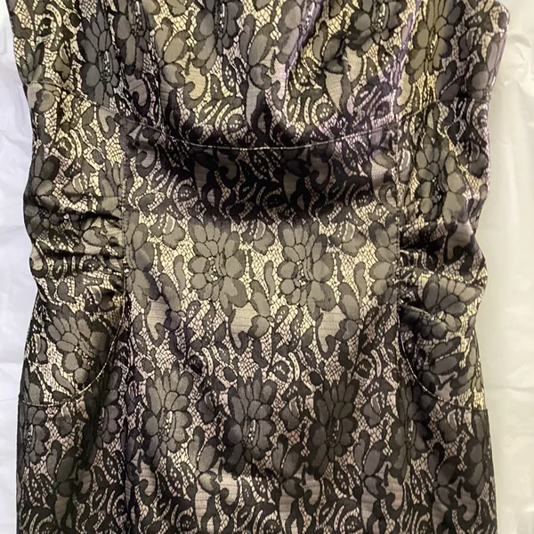 Ann Taylor Elegant Black Lace Dress Cocktail nude underlay - Image 5