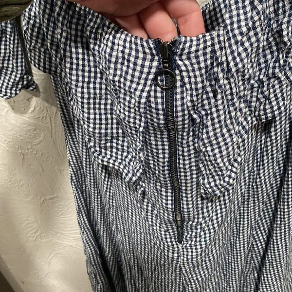American Eagle Blue Gingham Off The Shoulder Dress Size XL NWT - Image 5