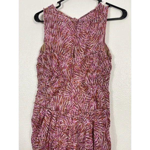 BCBGMAXAZRIA Pink Orange Abstract Print Ruched Draped Midi Dress Size 4 - Image 11