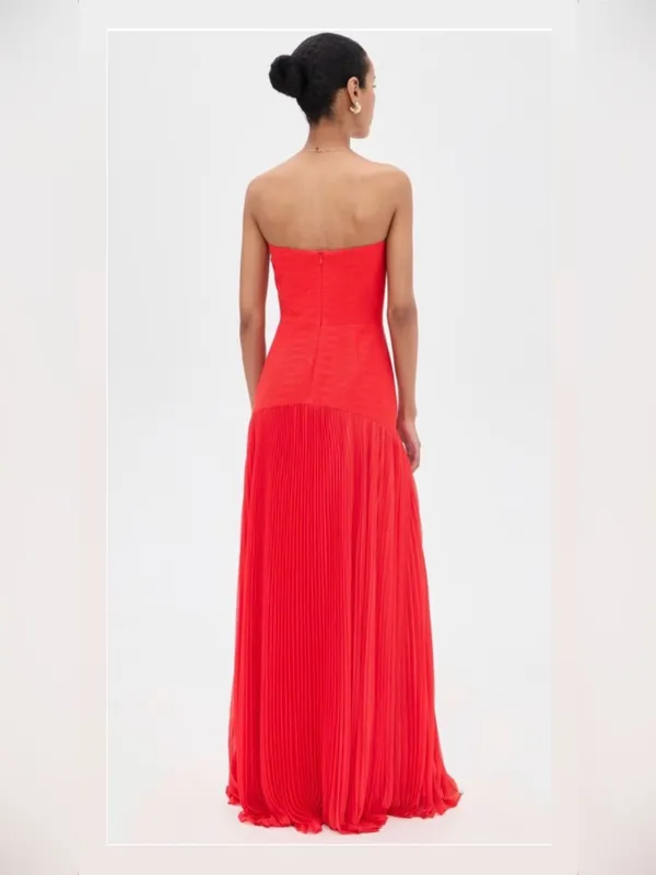 Alexis Sunniva Dress Strapless Formal Gown Pleated red sz 4 - Image 6