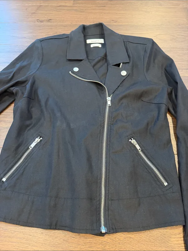 Level 99 Black Asymmetric Zip Moto Jacket Small - C69-022 - Image 5