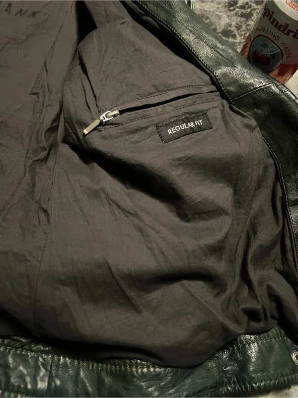 Mauritius Famos Dark Green Lamb Leather Moto Biker Jacket Regular Fit Size 14 - Image 10