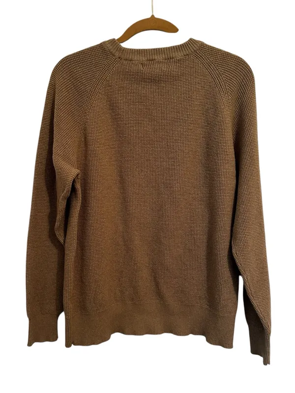 Wilt Womens Waffle Knit Crewneck Sweater Top Cotton Cashmere Preppy Casual - Image 4
