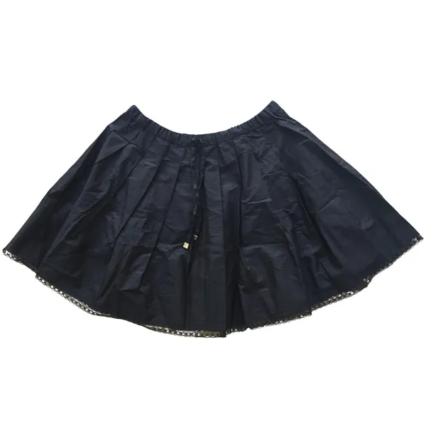 J.‎ Crew NWT Black Pleated Tie Waist Mini Skirt Lace Trim Size Medium - Image 2
