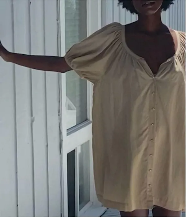 DÔEN Josette Gathered Organic Cotton-blend Voile Mini Dress (driftwood) - Image 4