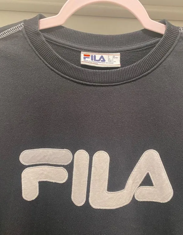 Vintage 90s FILA Black & White Pullover Sweater Sweatshirt - Image 2