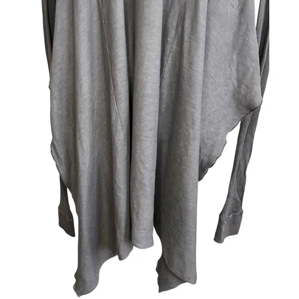 Lagenlook Charcoal Grey Long Sleeve Flowy Tunic Top Shark Bite Hem boho small - Image 2