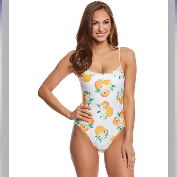 Kate Spade New York Cream Oranges Print One Piece Swimsuit Sz.M - Image 2