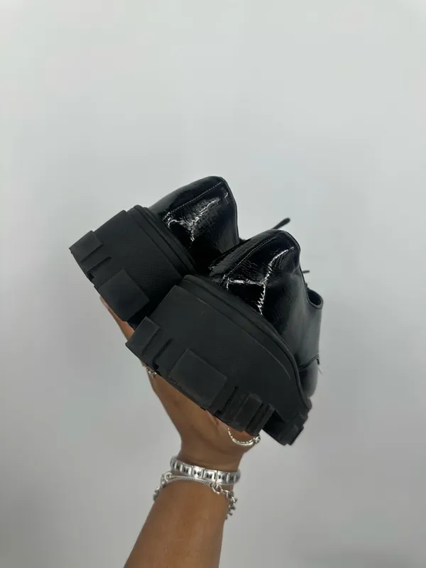 Asos Black Chunky Loafers Size Women's US 6 Grunge Goth Platforms - Image 5