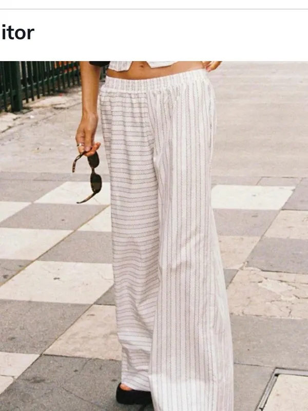 Princess Polly White Striped Wide Leg Relaxed Fit Pants NWT 6 - Image 8