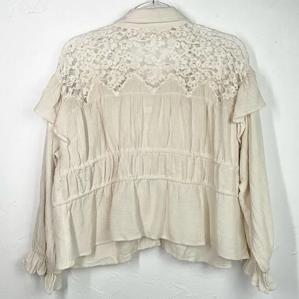 Jen’s Pirate Booty Natural Kiedis Peasant Boho Long Sleeve Top Small New - Image 5