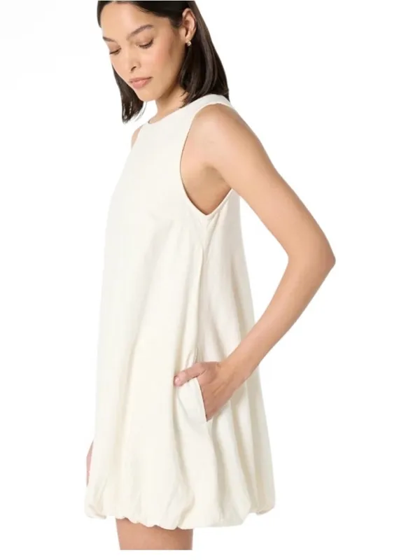 The Drop Women's Linen Sleeveless Bubble Hem Mini Dress Coastal S - Image 3