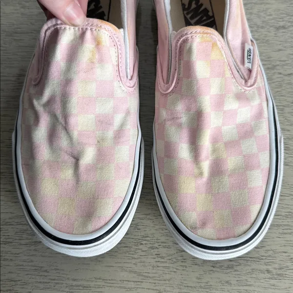 Vans Pink and Off White Checkered Slip-On Flats Size 7.5 - Image 2