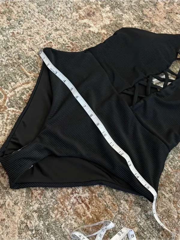 Anthropologie Dippin Daisys Bliss Ribbed One Piece Black Swimsuit Medium - Image 10