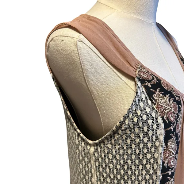 Ryu : Dress Womens Multi Fabric Beige A Line Lace Boho Cottage Back Bow SZ M Y2K - Image 10